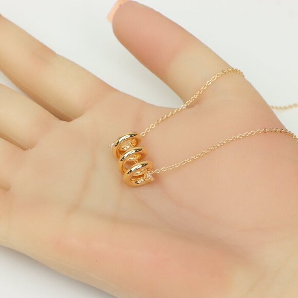 Minimal Spiral Pendant Rose Gold Necklace, XPNL0221 - Picture 4 of 13